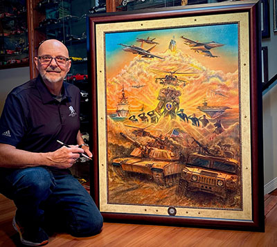 Motor Marc said learning about WWP's 20th-anniversary helped inspire the content for his artwork.